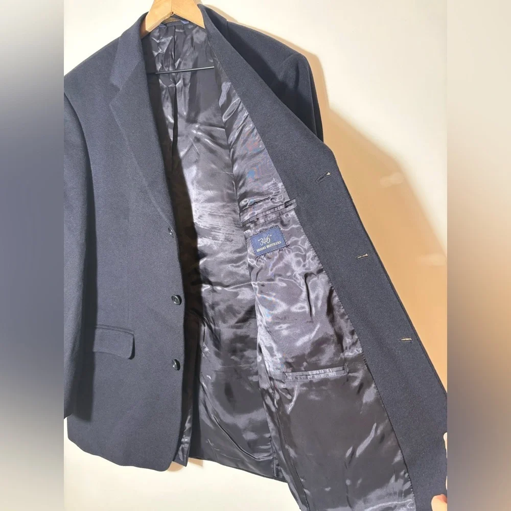 Brooks Brothers 346 Black 100% Cashmere Blazer Jacket Size 42R